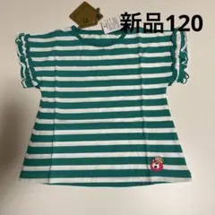 新品jamストーリーズ袖フリルボーダーTシャツ グリーン120cm くまてんのサムネイル