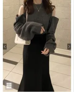 袖2Wayショルダーオープンニットトップス[mb1528]