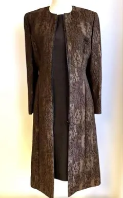 ミスアシダ　ダークブラウン ジップアップコート ワンピースセット