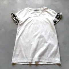 ボーダーズアットバルコニー 袖フリルTシャツ ホワイト　38のサムネイル