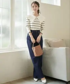 ウエストシェイプ ハート刺繍 デニム パンツ vanillerのサムネイル