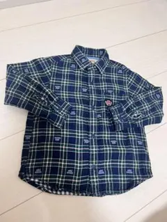 2回着用！ミキハウス　ロゴチェックシャツ　100