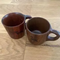 木製 マグカップ 2個セット 鹿の刻印入りのサムネイル