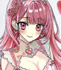 イメチェン❤︎』オリジナル手描きイラスト 悪魔 コピック 色紙