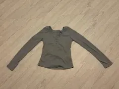 長袖カットソー ヘンリーネック グレー　Y2K