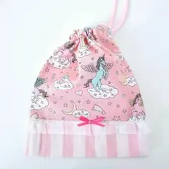 ユニコーン柄♡♡ピンク①　コップ入れ・巾着・コップ袋★ハンドメイド　入園・入学