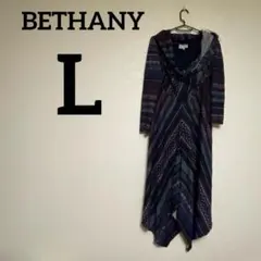 1点物❣海外古着✨BETHANY 幾何学模様 きかがく 襟付きワンピース L