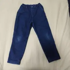 ダークブルー ロングパンツ ウエストゴム