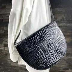 Yves saint Laurent ショルダーバッグ クロコ型押し 黒のサムネイル