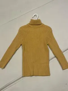 リブ編みタートルネックセーター マスタード