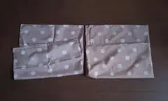 2枚セット 枕カバー ベージュの水玉模様