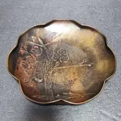 菓子皿　銅製　梅紋飾り皿　プレート　茶道具　和食器　昭和レトロ