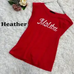 【Heather】ヘザー　MALIBUロゴ フレンチスリーブトップス 赤のサムネイル