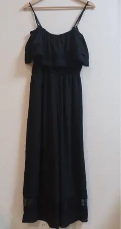 Heather　オールインワン サロペット　レース　　シフォン　ブラック