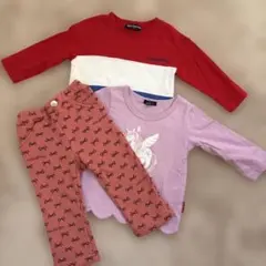 【ムージョンジョン】ロンT/パンツ/裏起毛/80/ユニコーン/リボン