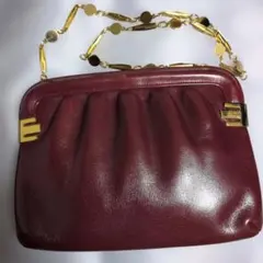 チェーンバッグ本革ショルダーバッグレッド系セカンドバッグ