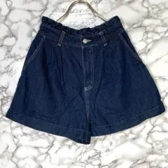 C.O.L.Z.A　コルザ　（L）　ウエストフリル　ショートデニムパンツ　ブルー