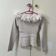 【美品】GRL グレイル ファーオフショルダーニットトップス【an1271】