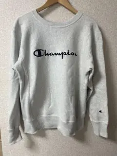 チャンピオン　リバースウィーブ　杢グレー　ロゴ刺繍　裏起毛　復刻　青タグ　中古
