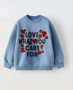 ZARAハートプリント青トレーナー