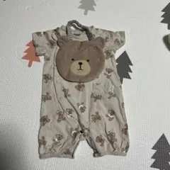 petit main クマ柄ロンパース(50〜70)クマのスタイセット