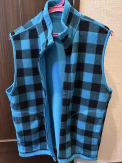 フリースベスト ブラックブルーチェック