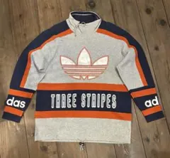 アディダス ヴィンテージ デサント製 スウェット ハイネック プルオーバー　古着