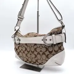 COACH コーチ レザー ハンドバッグ 白 アイボリー 黄 イエロー 1076 