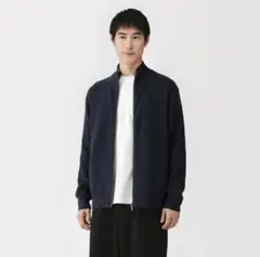 紳士 洗える畦編みフルジップカーディガン 無印良品 ドライバーズニット メンズ