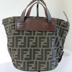 FENDI ズッカ柄トートバッグ　ハンド　オリーブ色　ミニ　ヴィンテージ