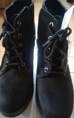 ブラックスエードブーツ 8cmヒール