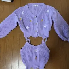 うさぎ にんじん 刺繍 カーディガン キャミソール セット