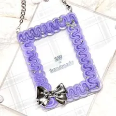 W868 ホイップデコ 硬質トレカケース 紫 白 リボン 蝶々 キラキラ