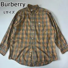 Burberrys ノバチェック柄 長袖シャツ　ロゴ刺繍　Lサイズ　ベージュ