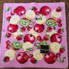 Bonne  chenille 、ピンク地、果物柄、ハンカチ