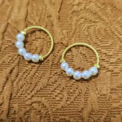 パール付きフープ形チャーム ピアリングチャーム ネックレストップ