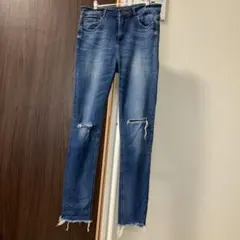 JEANASISブルージーンズ　スキニーパンツ　ダメージインディゴ染め サイズM