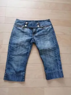 デニム ハーフパンツ ボタン付き