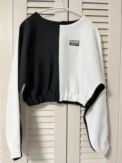 アディダス バイカラー スウェット ショート丈 トップス S　クロップド