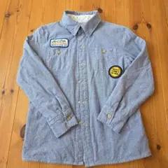キッズ 長袖 シャツ 150 グレー デニム風