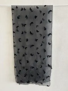 LUPUY ブラックストール 蝶柄シルク100%フロッキー加工