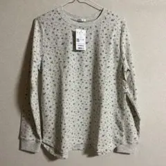 ハニーズ　花柄リブ編み長袖Tシャツ Lサイズ