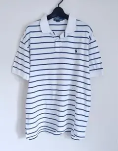 美品　Polo by Ralph Lauren ポロシャツ　ホワイト×ネイビー