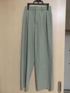 【最終値下げ】UNIQLO タックワイドパンツXS グリーン