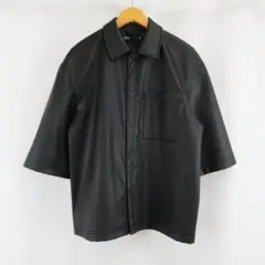 ZARA フェイク レザー ワイドシルエット シャツ S ブラック メンズ