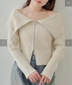 CHICO/Wジップオフショルジャガードニット