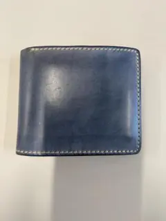 青いブライドルレザー 二つ折り財布