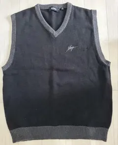 XLARGE Vネックニットベスト Mサイズ 黒/グレーのサムネイル