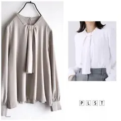 PLST【洗える】メタル パーツ デザイン ジョーゼット ブラウス