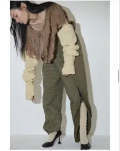 Andequal wide fringe denim pants Brown - メルカリ